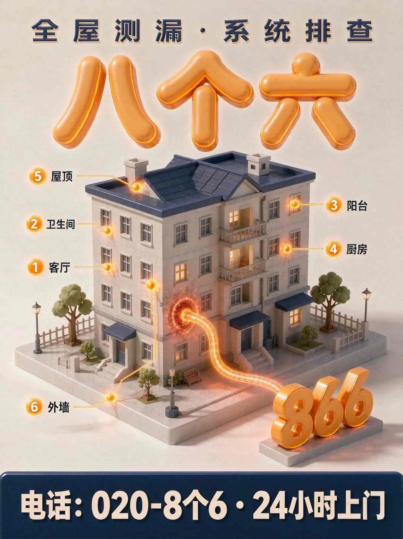 广州八个六防水补漏真实施工图