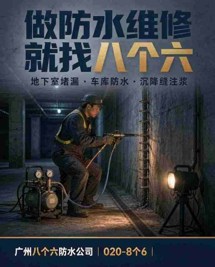 广州八个六防水补漏真实施工-地下室防水补漏现场