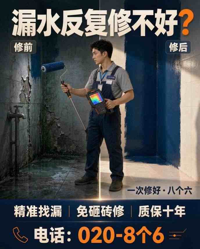 广州八个六漏水检测补漏工艺实拍
