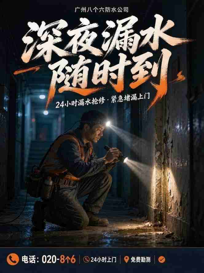 广州八个六防水补漏真实施工-商铺门面补漏现场