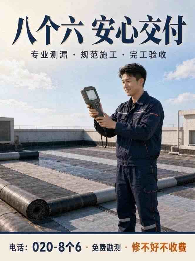 广州八个六防水补漏真实施工-商铺门面补漏现场