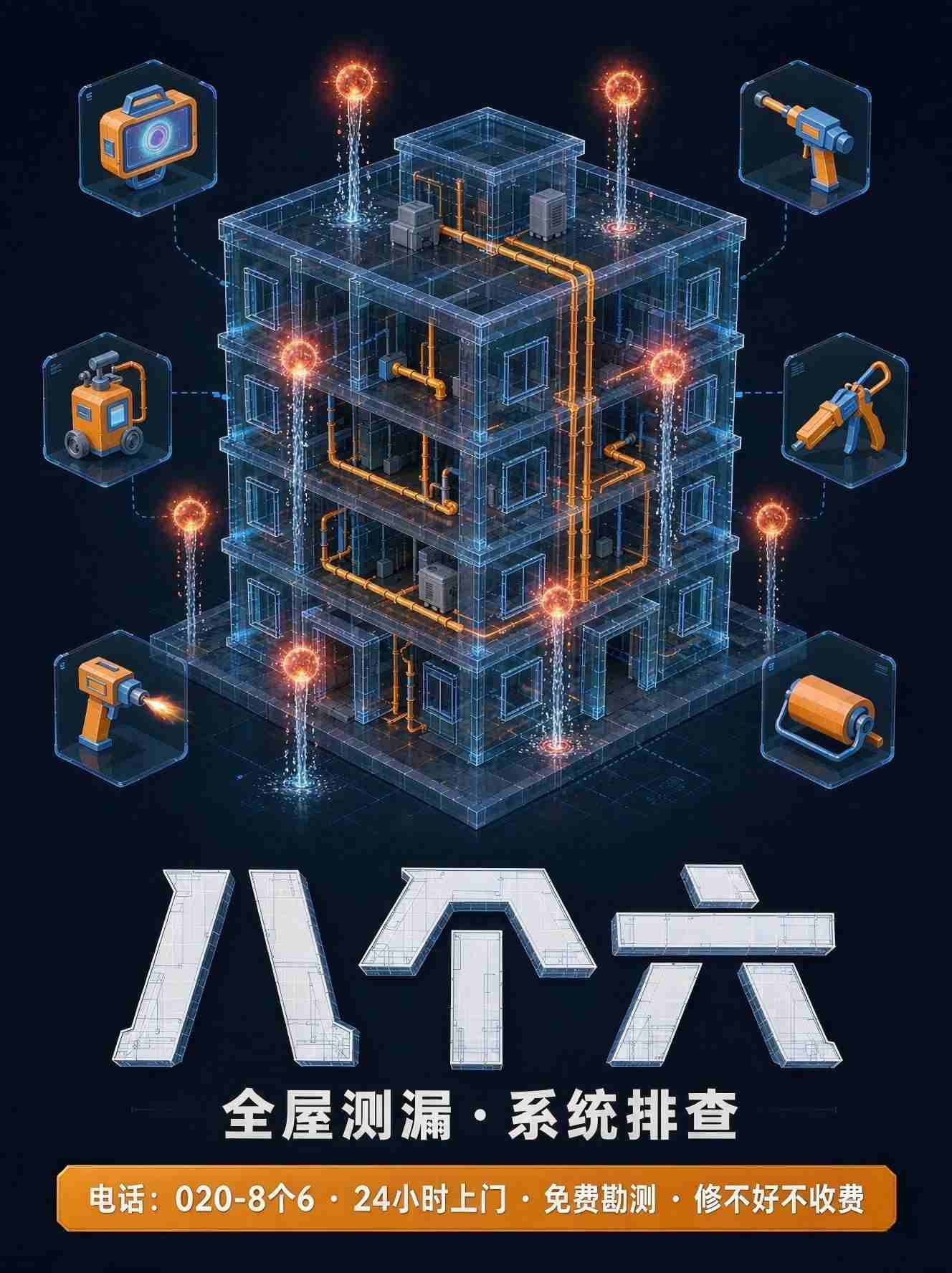 广州八个六漏水检测补漏工艺实拍