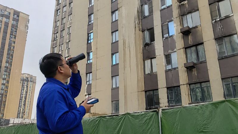 洁特生物外墙渗水维修现场检测
