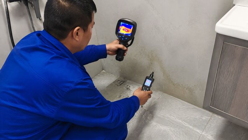 白水寨卫生间漏水维修现场检测
