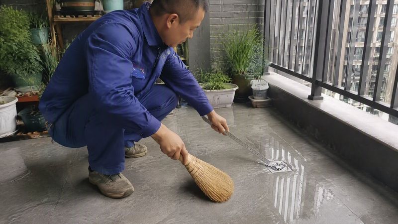 百万葵园阳台漏水维修现场检测